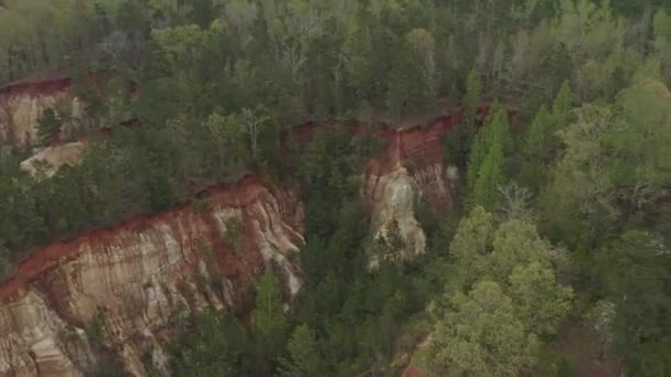 Providence Canyon Georgia Aerial Draait Naar Beneden Schot Van Prachtige — Stockvideo