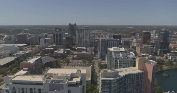 Orlando Florida Aerial Birdseye Cityscape Shot Lake Eola Downtown Daytime — Stock Video