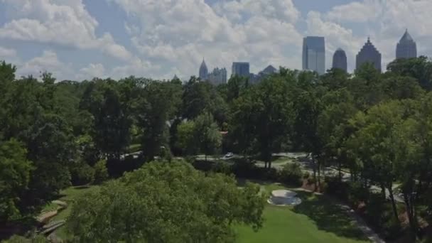 Atlanta Georgia Aerial V606 Tilt Skott Ansley Park Grönområde Och — Stockvideo