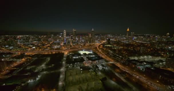 Atlanta Georgia Aerial V604 Dramatischer Blick Über Die Innenstadt Und — Stockvideo