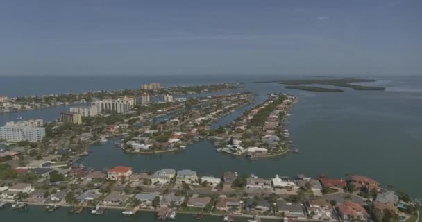 Clearwater Florida Luchtvaart Flypast Van Woningen Huizen Van Eilandgebieden Helder — Stockvideo