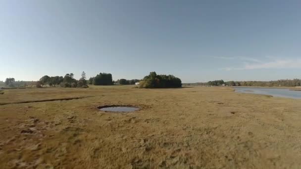 Aerial over estuaries during sunset in Maine. — Stok Video