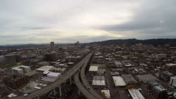 Portland aerial of freeway — Stock Video