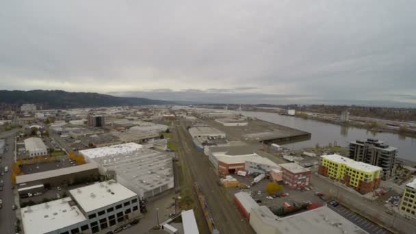 Portland aerial of industrial area. — Stock Video