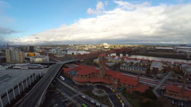 Portland Antenne in der Nähe des Bahnhofs. — Stockvideo