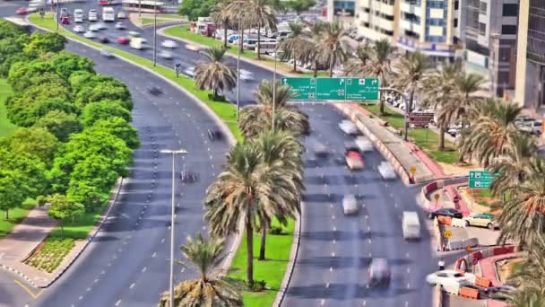 Above time lapse shot of city traffic in Dubai — Stock Video