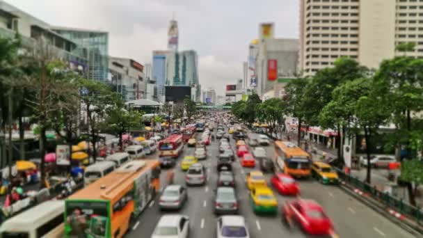 Verkeer van drukke Bangkok stad — Stockvideo