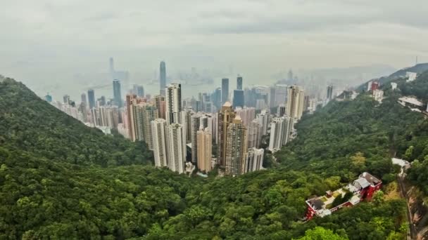 Široký úhel Hong Kong panoráma — Stock video