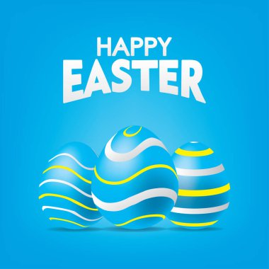 Mavi Yumurtalı Mavi Paskalya Kartı. Paskalya Yumurtası Arkaplan Vektörü illüstrasyonu.