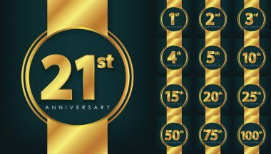 Gerçekçi Altın Yıldönümü Premium Vektör Tasarımı