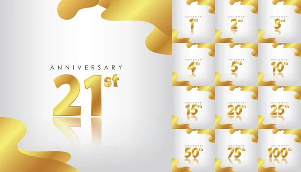 Realistico Set Premium Anniversario Oro Vector Design — Vettoriale Stock