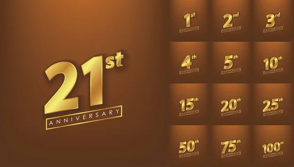 Realistico Set Premium Anniversario Oro Vector Design — Vettoriale Stock