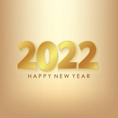 Altın 2022 Mutlu Yıllar Vektör İllüstrasyonu. Broşürler, broşürler, kartpostallar ve posterler için tasarım ögesi.