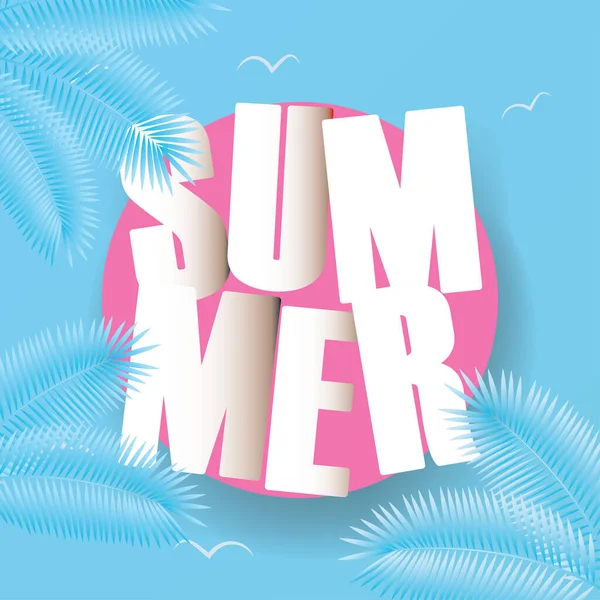 Summer Holiday Illustration Typography Letter Blue Background 사이트 Summer Vector — 스톡 벡터