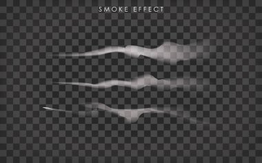 Beyaz Sis, Buhar, Sis ya da Karanlık Arkaplanda Duman. Vektör illüstrasyonu