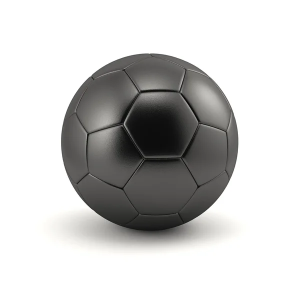 Leather black football. Soccer ball — Stock Photo, Image