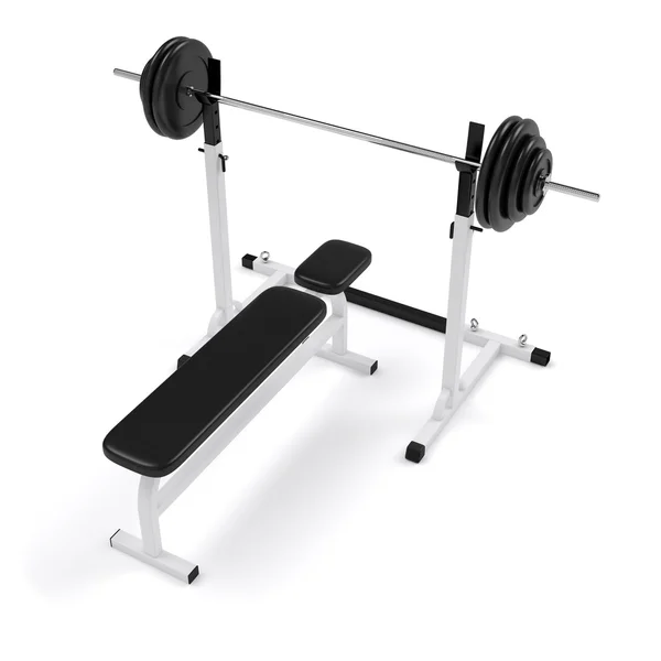 Gym weight bench press and barbell — Stock Photo, Image