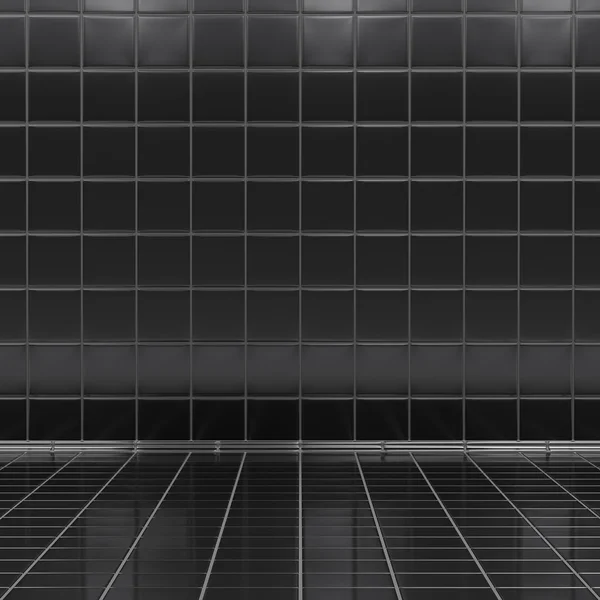 Zwarte tegels kamer interieur — Stockfoto