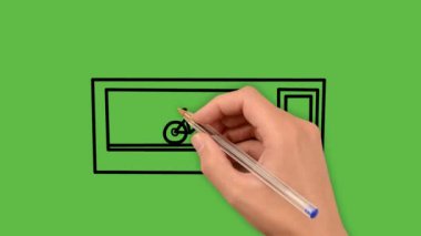 Yeşil arkaplanda mavi ve siyah renk kombinasyonlu bir bisiklet mağazası çizimi