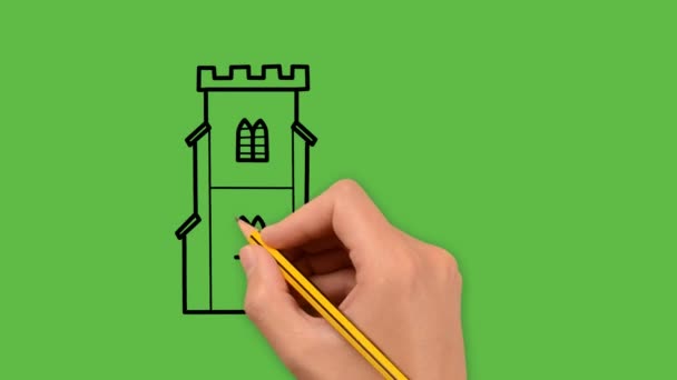 Desenho Uma Arte Casa Com Combinação Cor Branca Preta Fundo — Vídeo de Stock