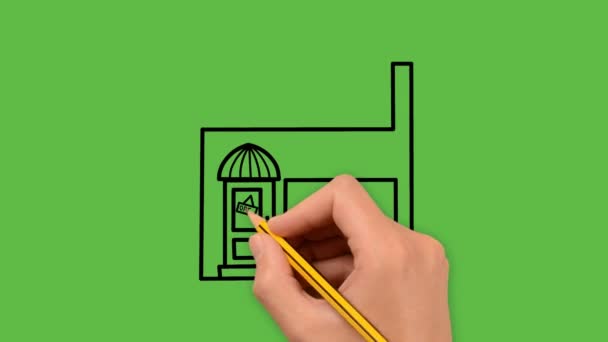 Drawing Shop Art Color Combination Green Background — Stock Video