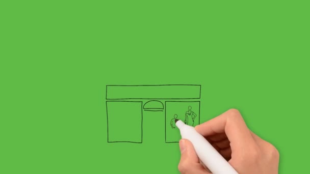 Drawing Dress Material Shop Art Color Combination Green Background — Stock Video