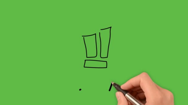 Σχέδιο Ένα Σκίτσο Τέχνη Ξύλινη Πόρτα Συνδυασμό Χρωμάτων Πράσινο Φόντο — Αρχείο Βίντεο