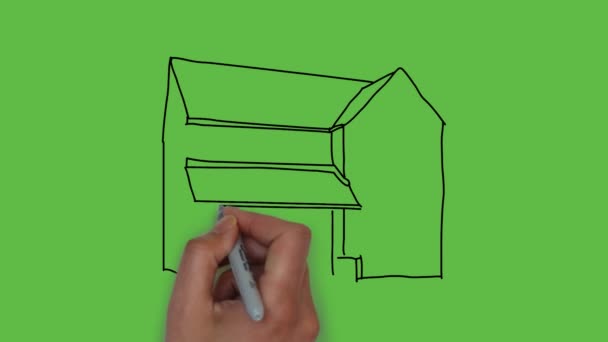 Tekening Van Een Home Art Met Kleurencombinatie Groene Achtergrond — Stockvideo