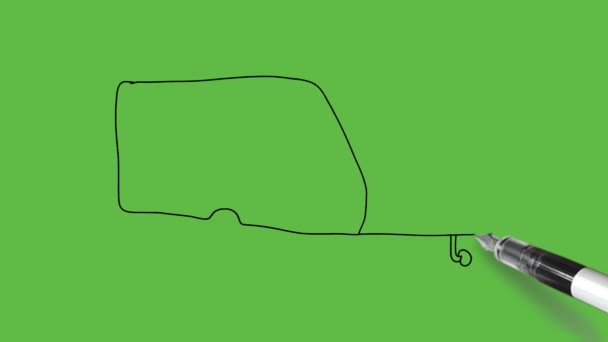 Tekenen Van Een Personenauto Zijaanzicht Met Zwart Kleur Combinatie Abstracte — Stockvideo