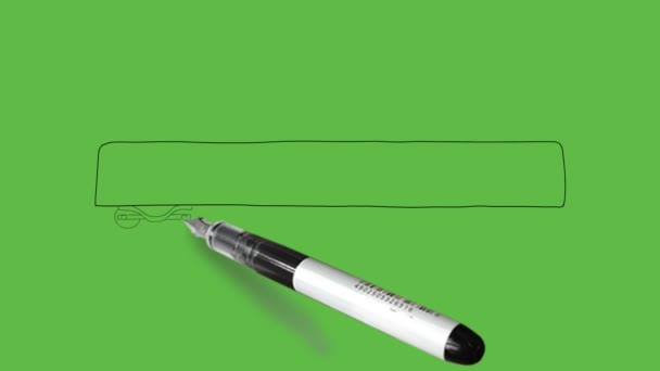 Dibujo Tren Pasajeros Con Combinación Negro Color Sobre Fondo Verde — Vídeo de stock