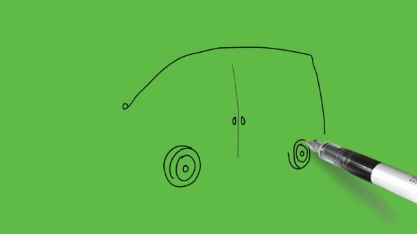 Desenho Carro Bagagem Com Combinação Preto Cor Fundo Verde Abstrato — Vídeo de Stock