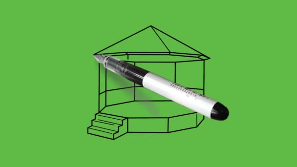 Dibujo Lugar Refugio Con Escalera Combinación Color Negro Marrón Sobre — Vídeos de Stock