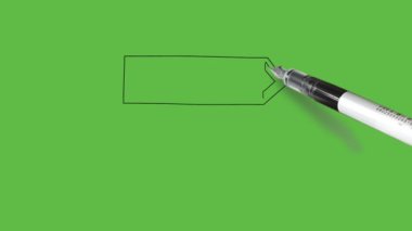 Soyut yeşil arkaplanda beyaz siyah ve gri renkli bir sağ ok çiziliyor