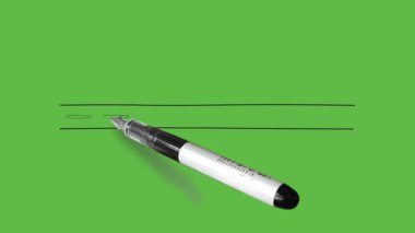 Soyut yeşil arkaplanda beyaz siyah ve gri renkli uzun bir yol çiziliyor