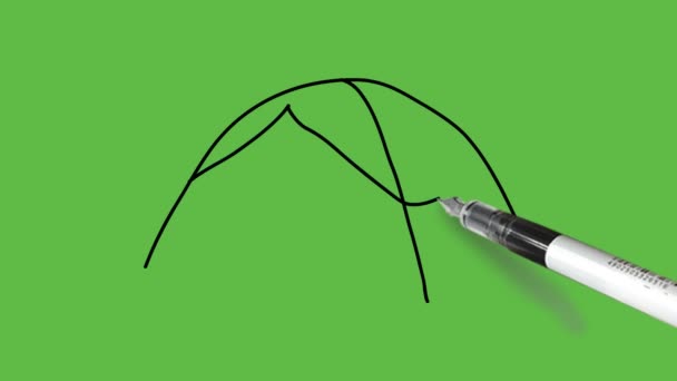 Рисование Палатки Комбинации Синего Белого Черного Цветов Абстрактном Зеленом Фоне — стоковое видео