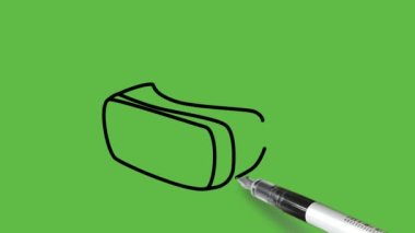 Soyut yeşil arka planda siyah-mavi renk kombinasyonlu üç boyutlu bir göz giysisi çiziyorum.