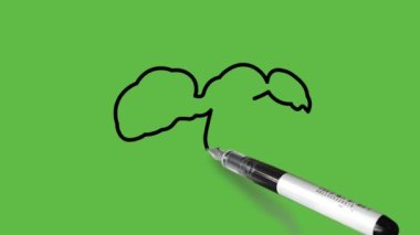 Soyut yeşil arkaplanda kahverengi, siyah ve turuncu renkli bir karınca çizmek