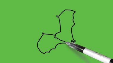 Soyut yeşil arkaplanda siyah, kahverengi, gri ve pembe renkli bir yarasa çizmek