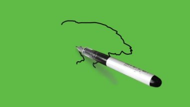 Soyut yeşil arkaplanda siyah, kahverengi, gri ve sarı renkli bir kartal çiziyor.