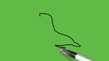 Soyut yeşil arkaplanda siyah ve mavi renkli bir penguen çizmek