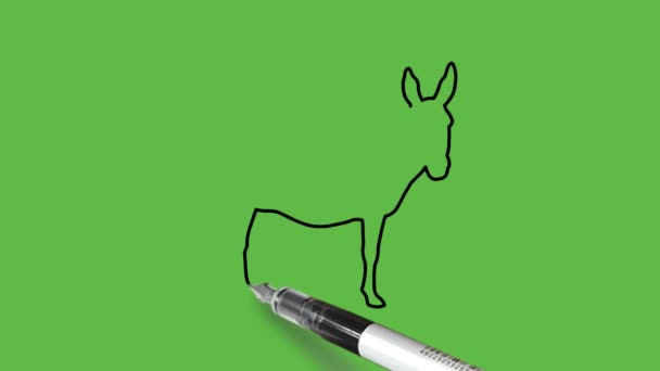 Fekete-kék színű ló rajzolása elvont zöld háttérrel
