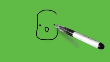 Soyut yeşil arka planda siyah, kahverengi ve kırmızı renkli bir köpek yavrusu çizmek