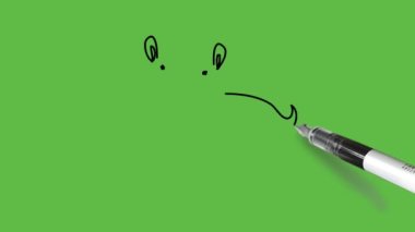 Soyut yeşil arkaplanda siyah, gri, mavi ve beyaz renkli vahşi bir hayvan çiziyor.