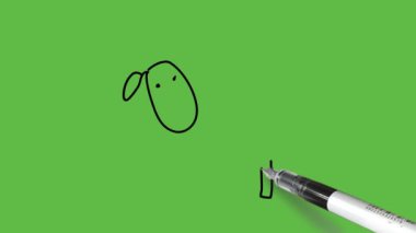 Soyut yeşil arkaplanda siyah, gri, pembe ve beyaz renkte bir koyun çizmek