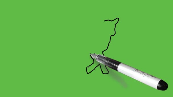 Малювання Кози Чорному Сірому Білому Кольорах Комбінації Абстрактному Зеленому Тлі — стокове відео