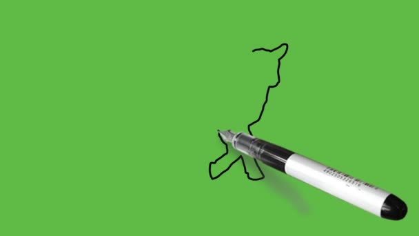 Desenho Uma Cabra Combinação Cores Preto Azul Sobre Fundo Verde — Vídeo de Stock