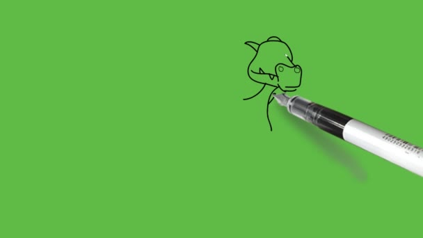 Малювання Дракона Чорному Зеленому Помаранчевому Червоному Білому Кольорах Комбінації Абстрактному — стокове відео
