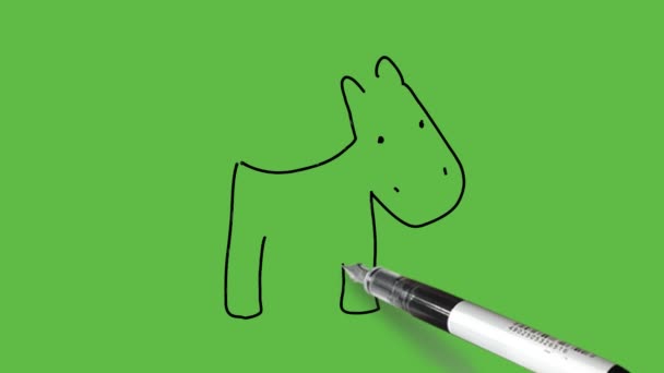 Desenho Uma Zebra Combinação Cores Preto Cinza Branco Sobre Fundo — Vídeo de Stock