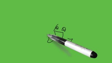 Siyah, pembe, kahverengi, sarı, mavi, kırmızı ve beyaz renkli, düz yeşil ekran arkaplanlı bir hayvan yapmak