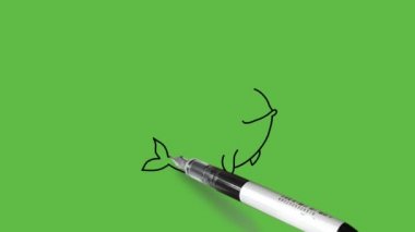 Yeşil ekran arka planında siyah, mavi ve beyaz renkli vahşi bir balık yapmak